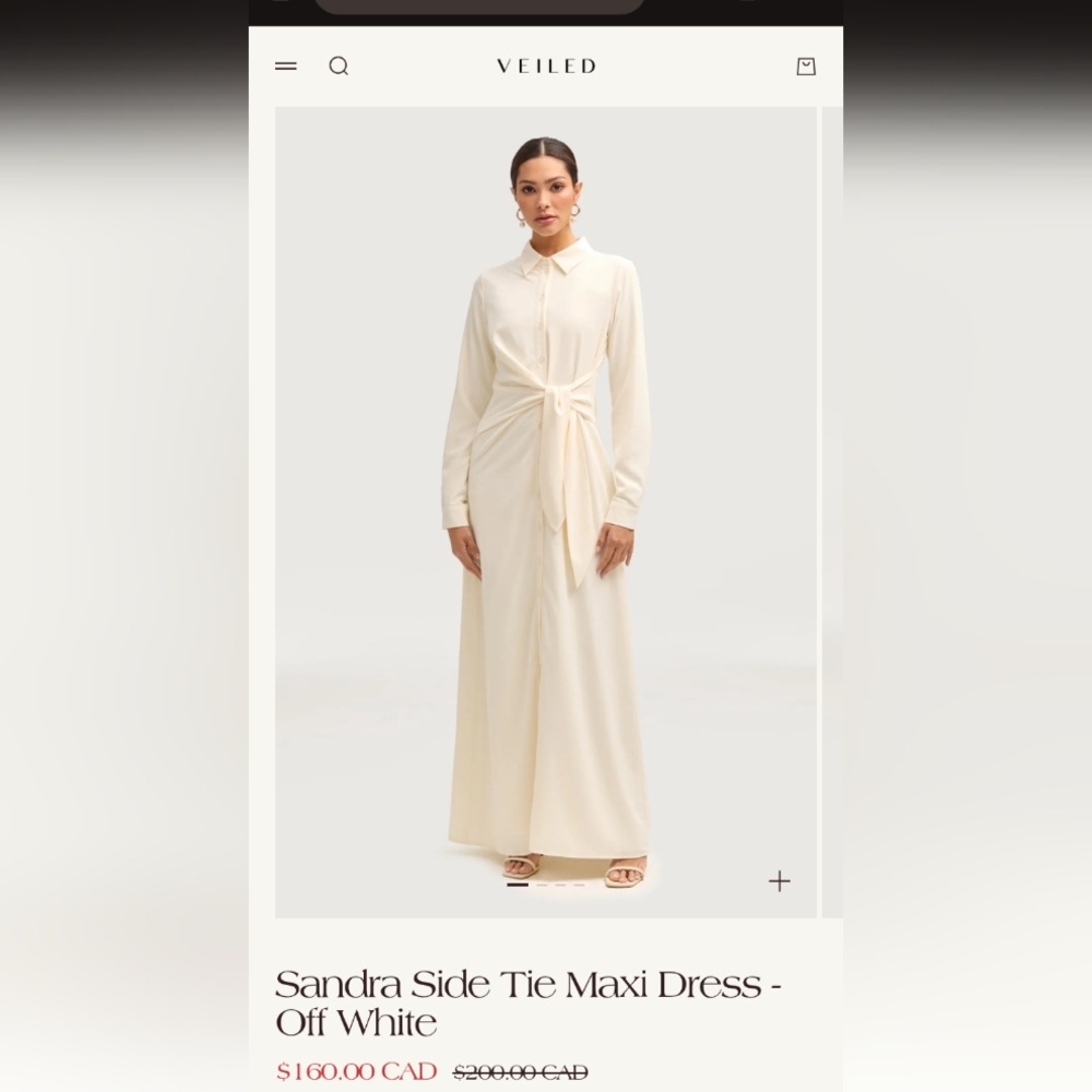 Veiled Off White Sandra Side Tie Maxi Dress